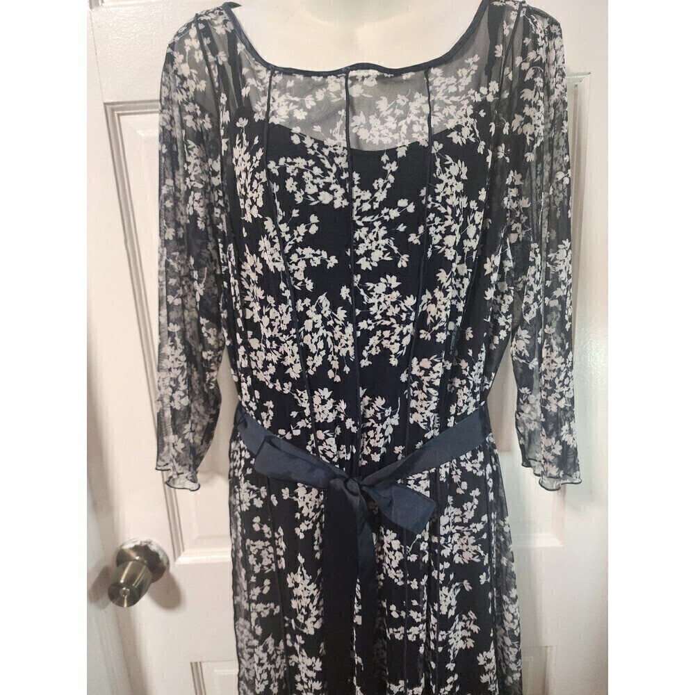 Jessica Howard Women's Printed Round-Neck Plus Floral Dress Size 16W - Picture 9 of 12